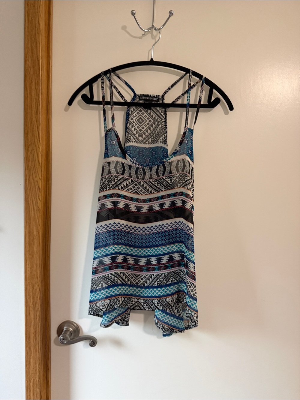 American Dream Black & White Printed Strappy Tank
